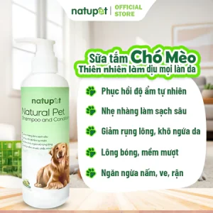 Sữa tắm chó mèo chiết xuất từ thiên nhiên, làm sạch sâu, dưỡng ẩm da, giảm rụng lông NATUPET